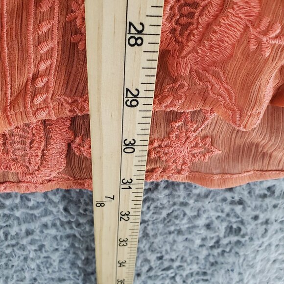Soft Surroundings Top Womens 1X Orange Embroidered Button Down Boho Blouse - Picture 5 of 9